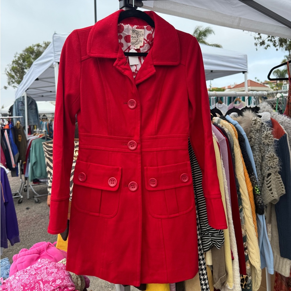 Tulle Vibrant Red Trench Coat